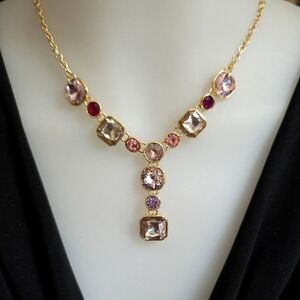 Monet Faceted Gems Y Vintage Necklace